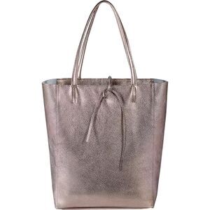 Italian Calf Leather Tote for Women Zipper Inner Pocket & Flat Base Soft Unlined